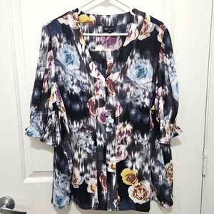 Jones New York Graphic Blouse Floral 2X